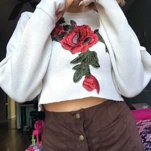 🌹Raw hem thermal cropped sweater🌹